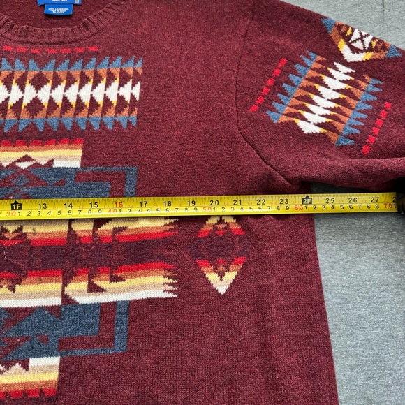 Pendleton Men's Chief Joseph Burgundy Southwestern LambswoolPullover Sweater XL - Picture 6 of 8